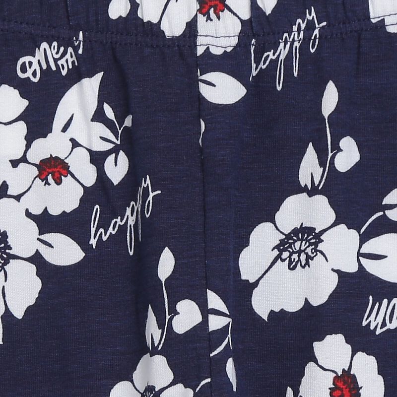 Girls Blue Floral Printed Leggings image number null